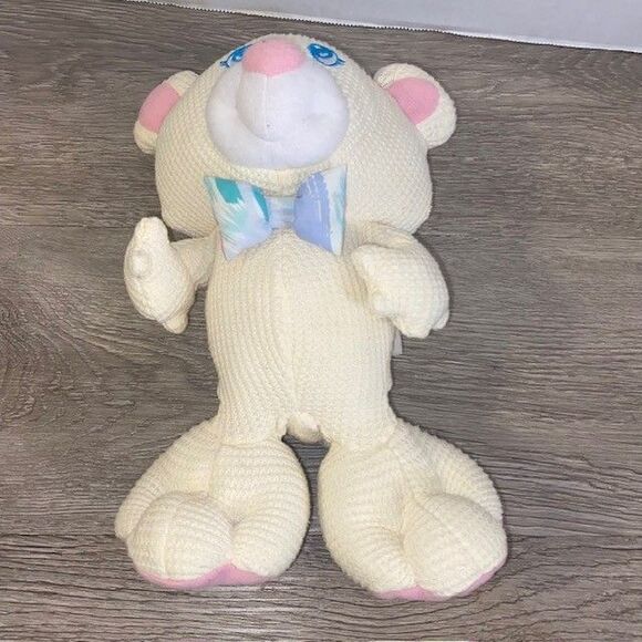 1994 Fisher Price Plush Cozies Pale Yellow Cream Bear Thermal Waffle Weave 10” - Picture 2 of 5